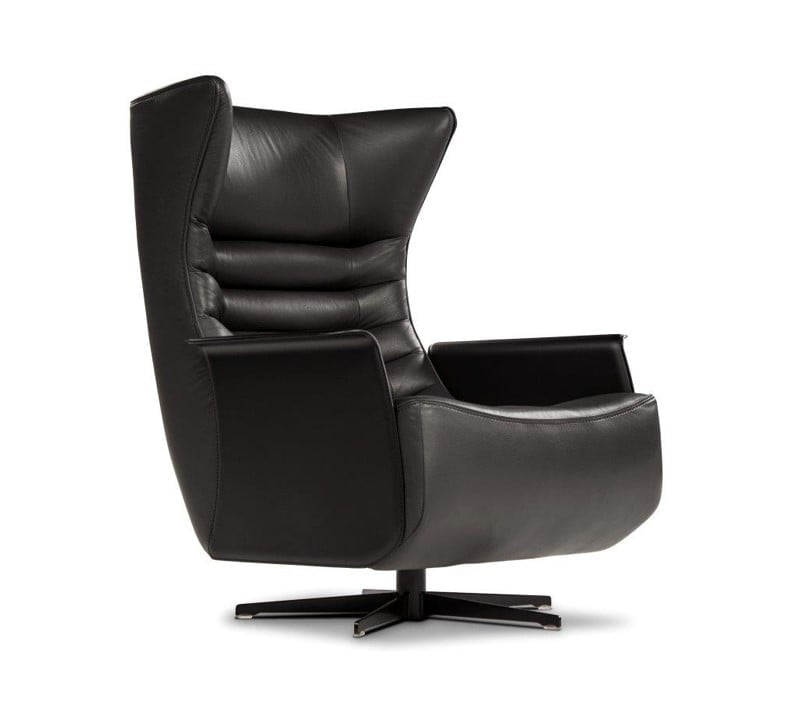 The 'Gerrit' armchair is a comfortable, modern classic with quilting detail that extends to a matching footstool. Optional swivel base and customizable finishes cater to personal or office use. | Gerrit by Calia Italia