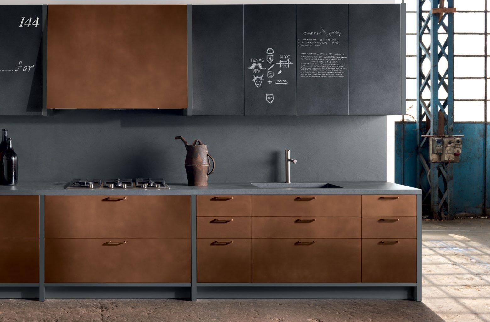 Metal kitchen with integrated handles Aster Cucine Factory