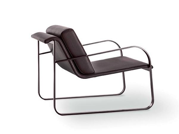 Upholstered leather easy chair with armrests | Bugatti by Sovet