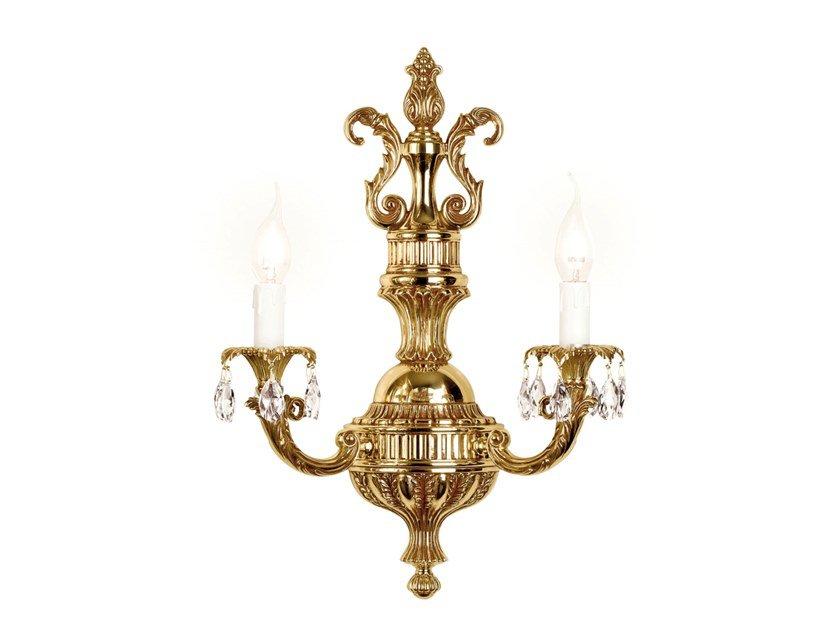 Anticque Brass wall light with Schoeler crystals | Victoria 1975/a2-sh by Possoni Illuminazione