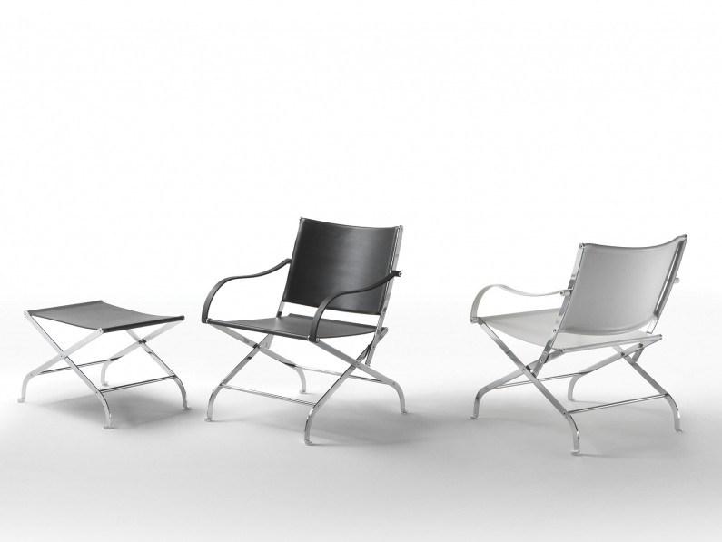 Folding leather chair with armrests | Carlotta by Flexform