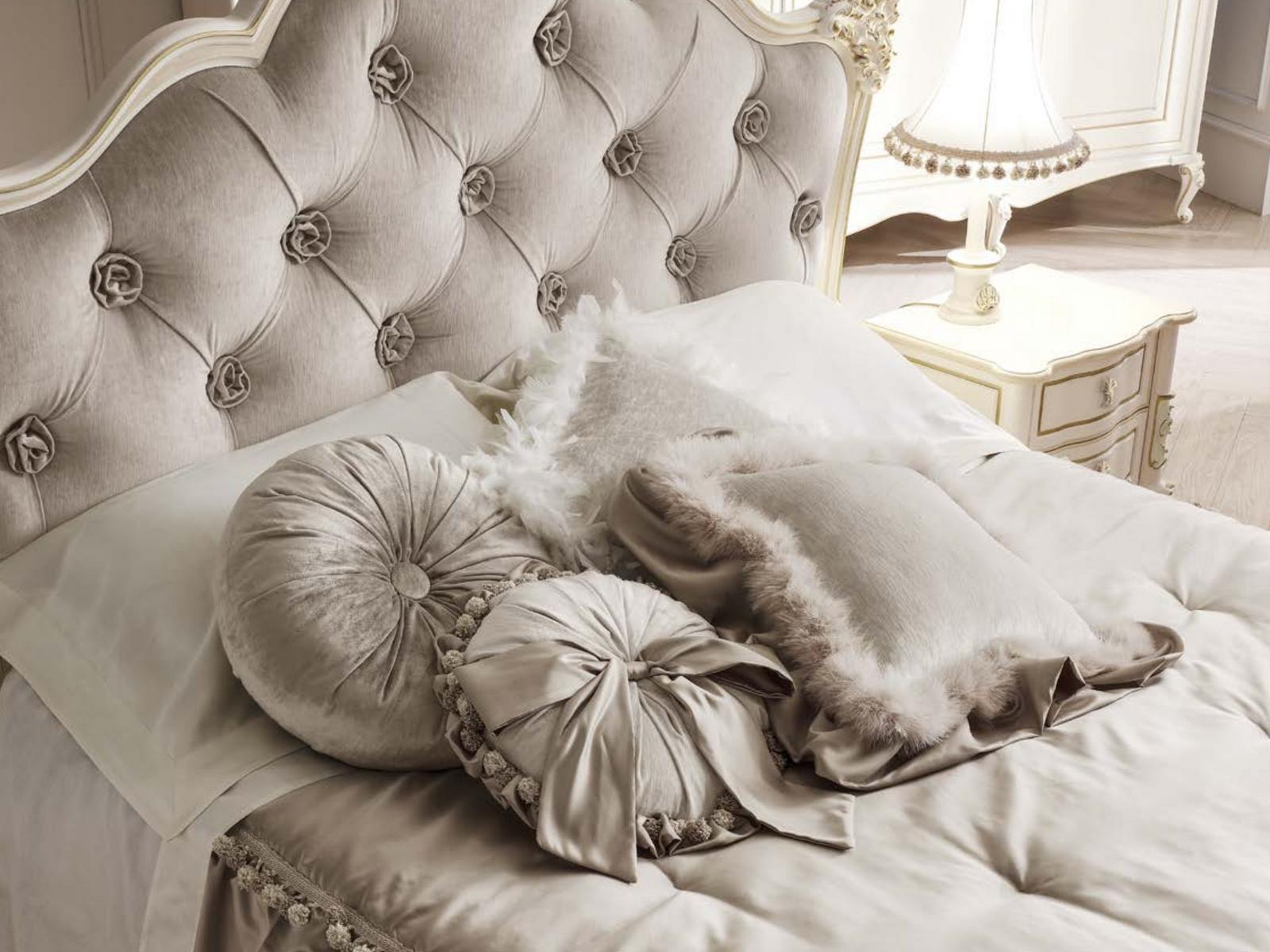 Double bed with upholstered headboard | Perla by Volpi