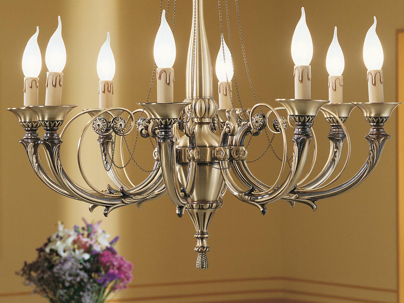 Antique Brass chandelier | Ginevra 858/8 by Possoni Illuminazione
