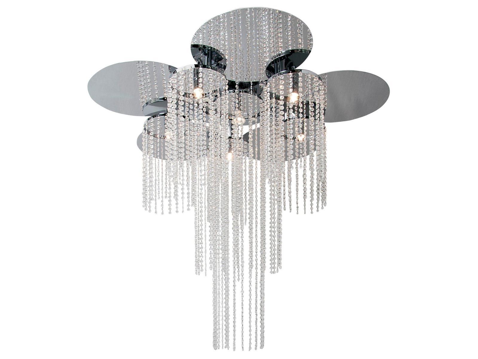 Metal ceiling lamp with crystals | Opus C5+1 by Ilfari