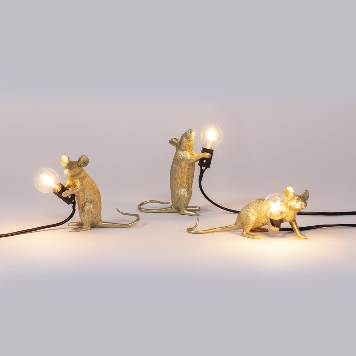 LED resin table lamp | Mouse Lamp Gold - Mac by Seletti