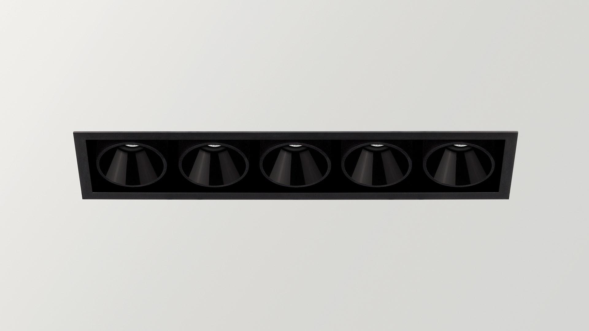 LED recessed multiple aluminium spotlight | Black Foster Recessed 5 by Arkoslight