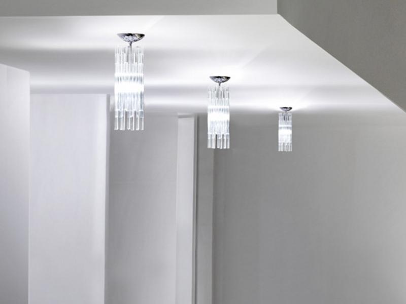Direct light halogen blown glass ceiling lamp | Diadema Fa by Vistosi