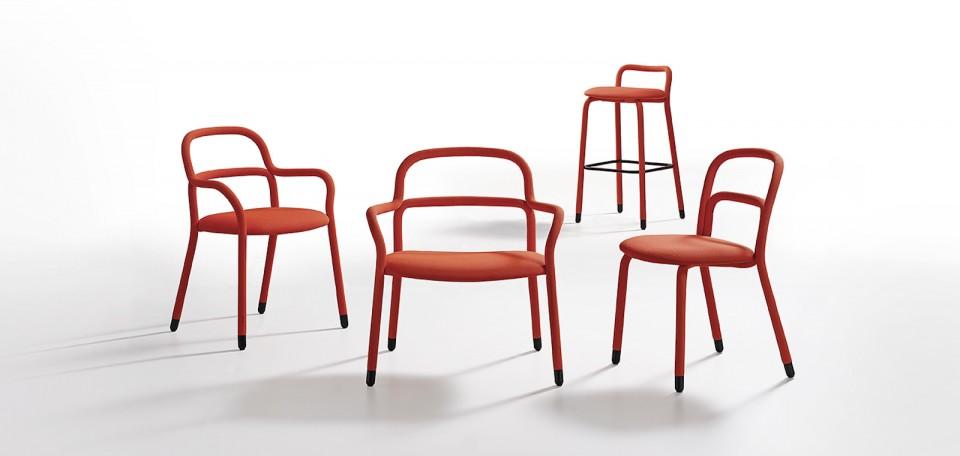 Fabric stool with footrest | Pippi by Midj