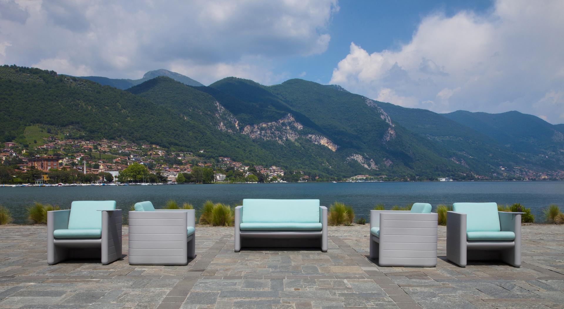 Upholstered fabric garden armchair with removable cover | Sunset 625 by Pedrali