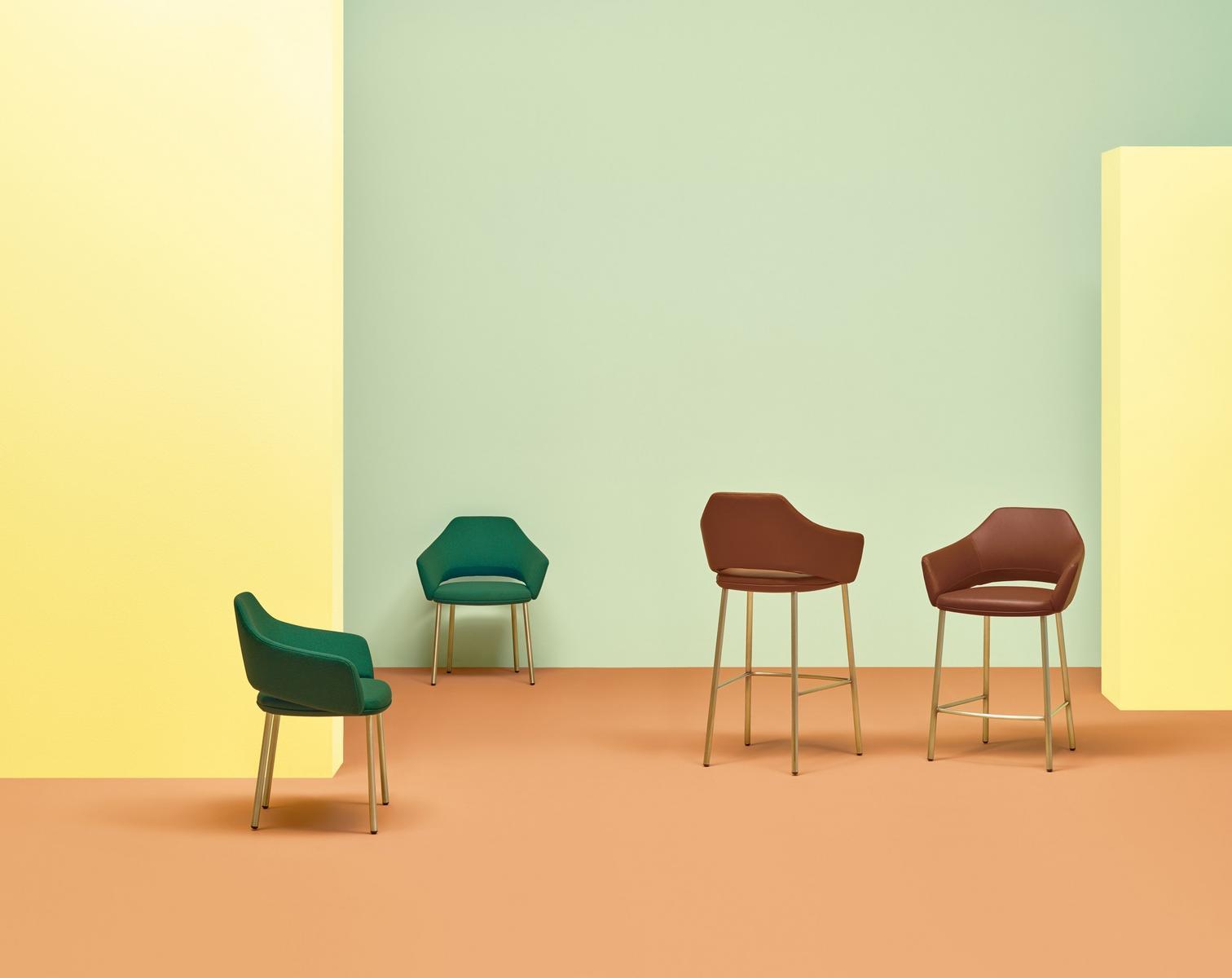 Upholstered leather chair with armrests | Vic 646 by Pedrali