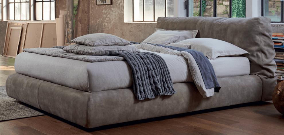 Leather bed with upholstered headboard | Sharpei Box by Dorelan