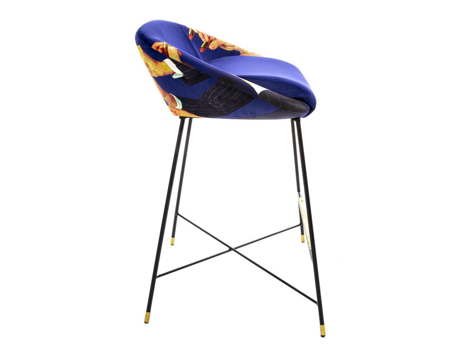 High fabric stool with back | Lipsticks by Seletti