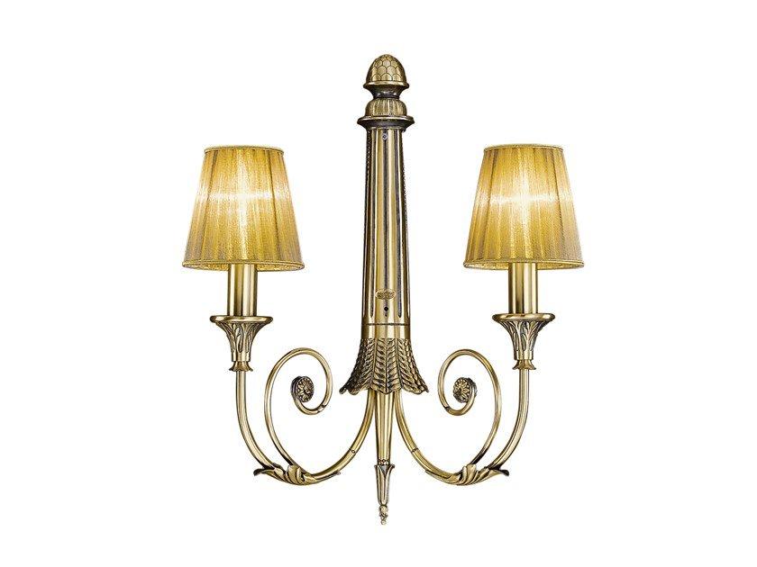 Antique Brass wall lamp with organza shades | Dafne 1591/a2 by Possoni Illuminazione