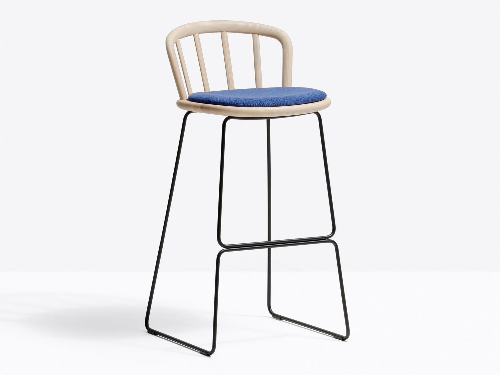 Sled base steel and wood stool | Nym 2859a by Pedrali