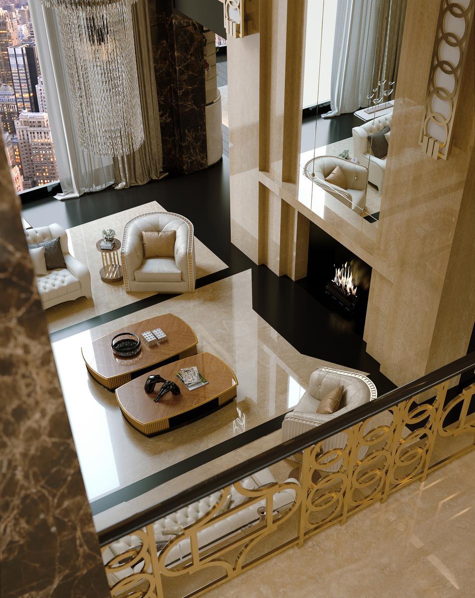 Low rectangular walnut coffee table with storage space | Otto by Bruno Zampa