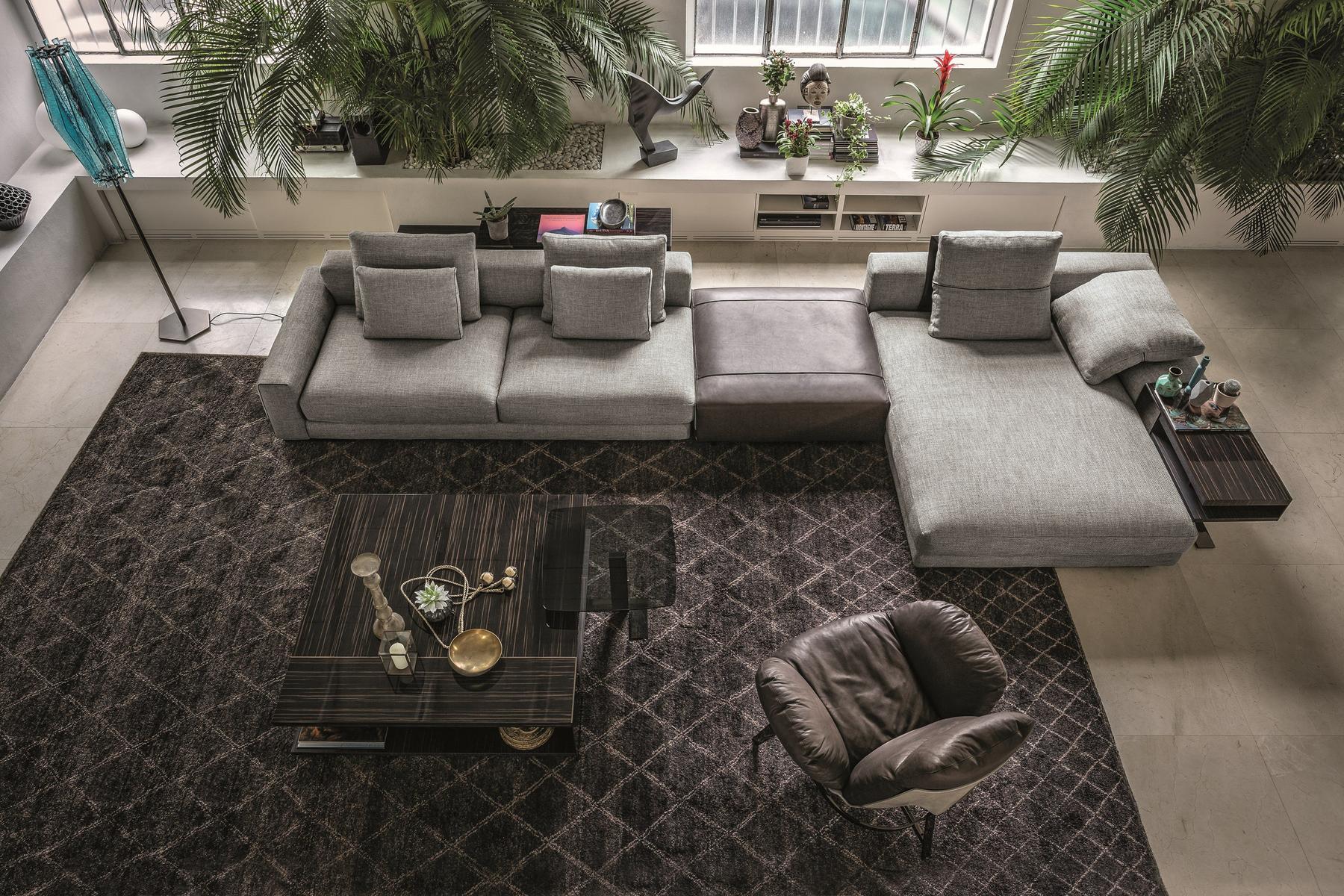 Fabric sofa with chaise longue | Atlas by Arketipo