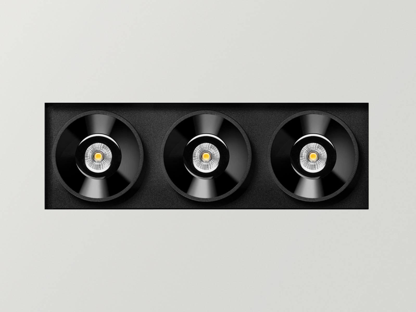 LED recessed multiple aluminium spotlight | Black Foster Trimless 3 by Arkoslight