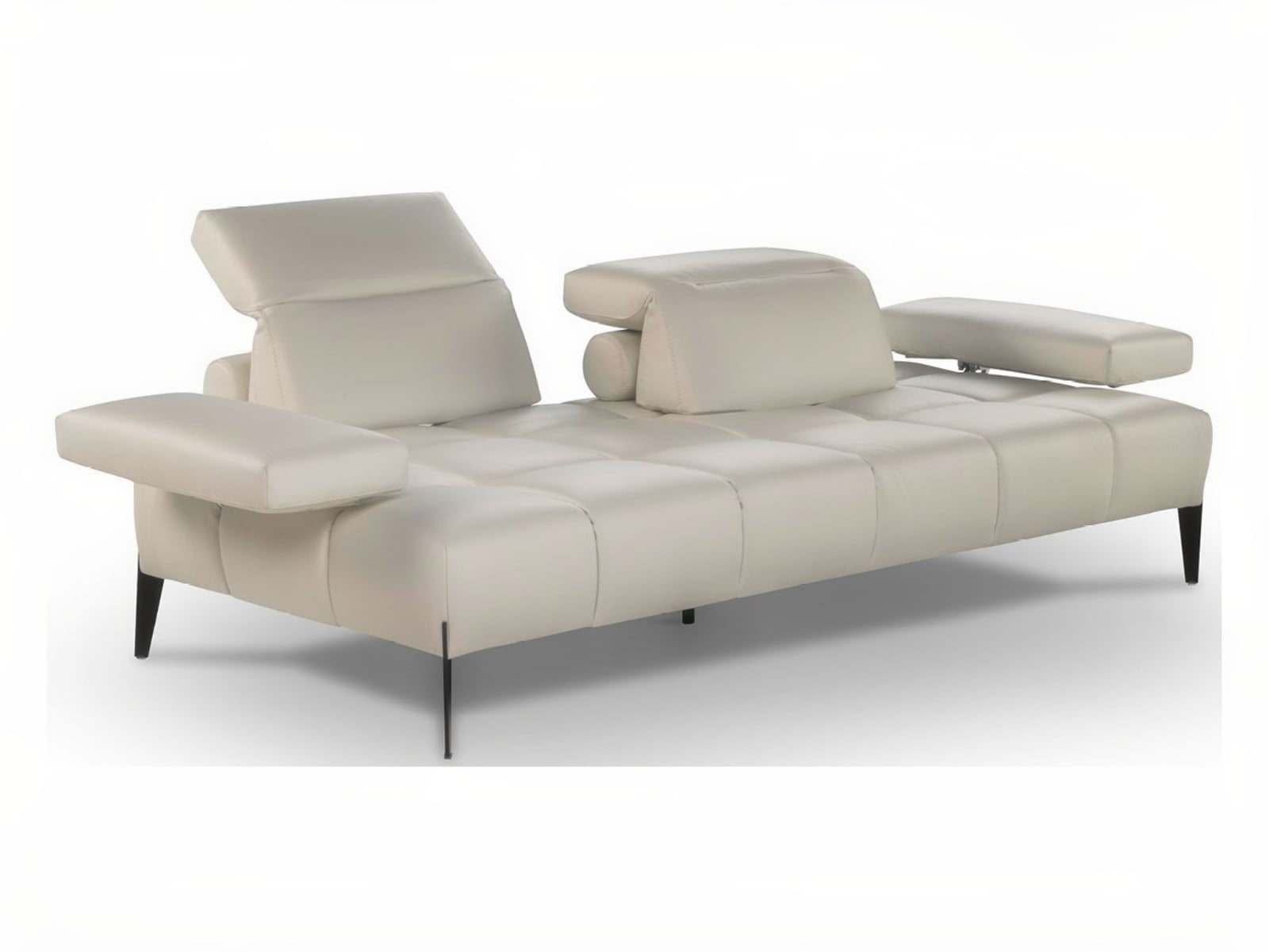 Contemporary sofa with adjustable backrests, armrests, and liftable headrests for customizable comfort. Offers increased seating options with tilting mechanisms and is available in various materials. | Skyline by Calia Italia