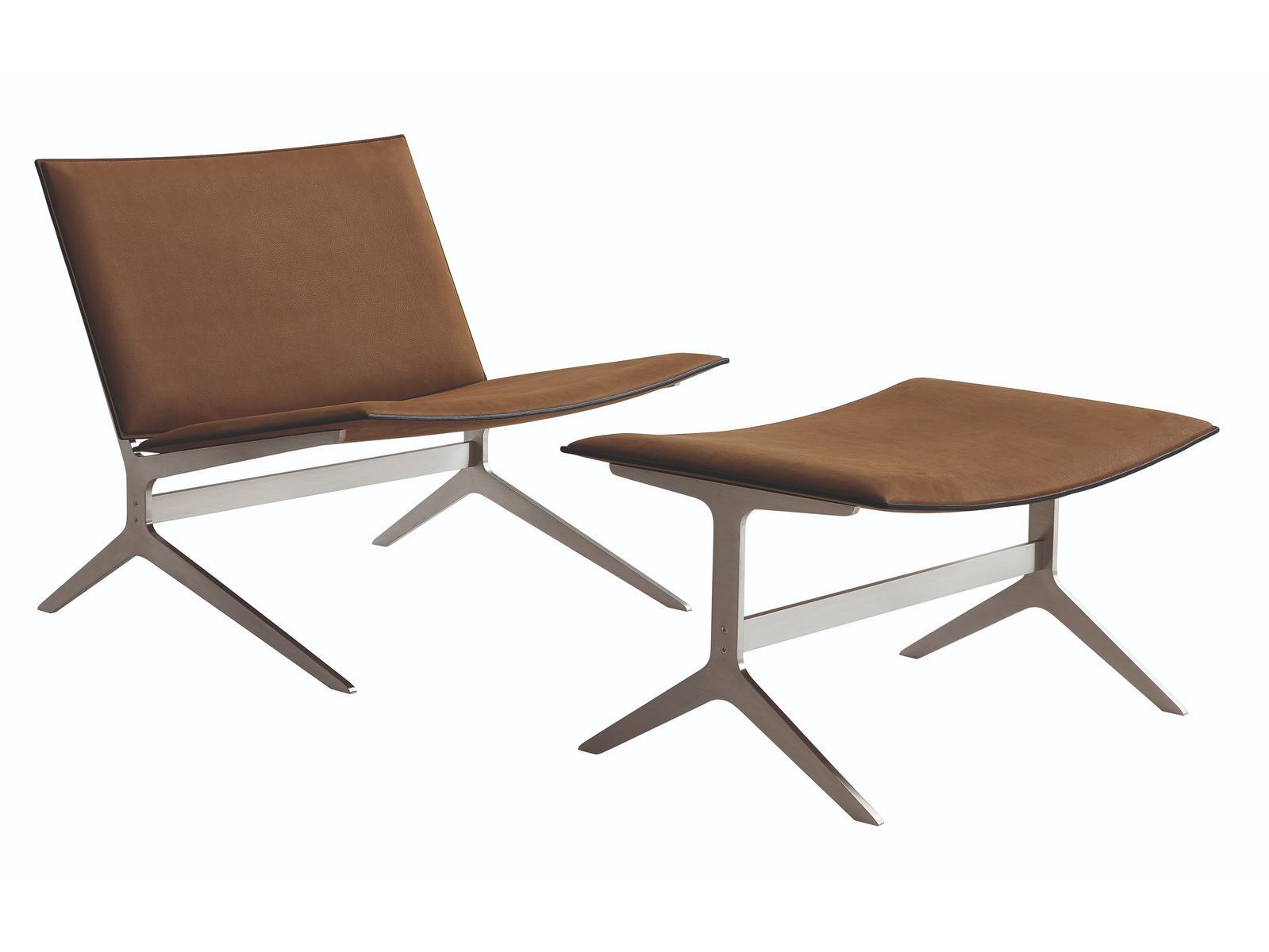 Leather armchair with footstool | Kay Lounge by Poliform