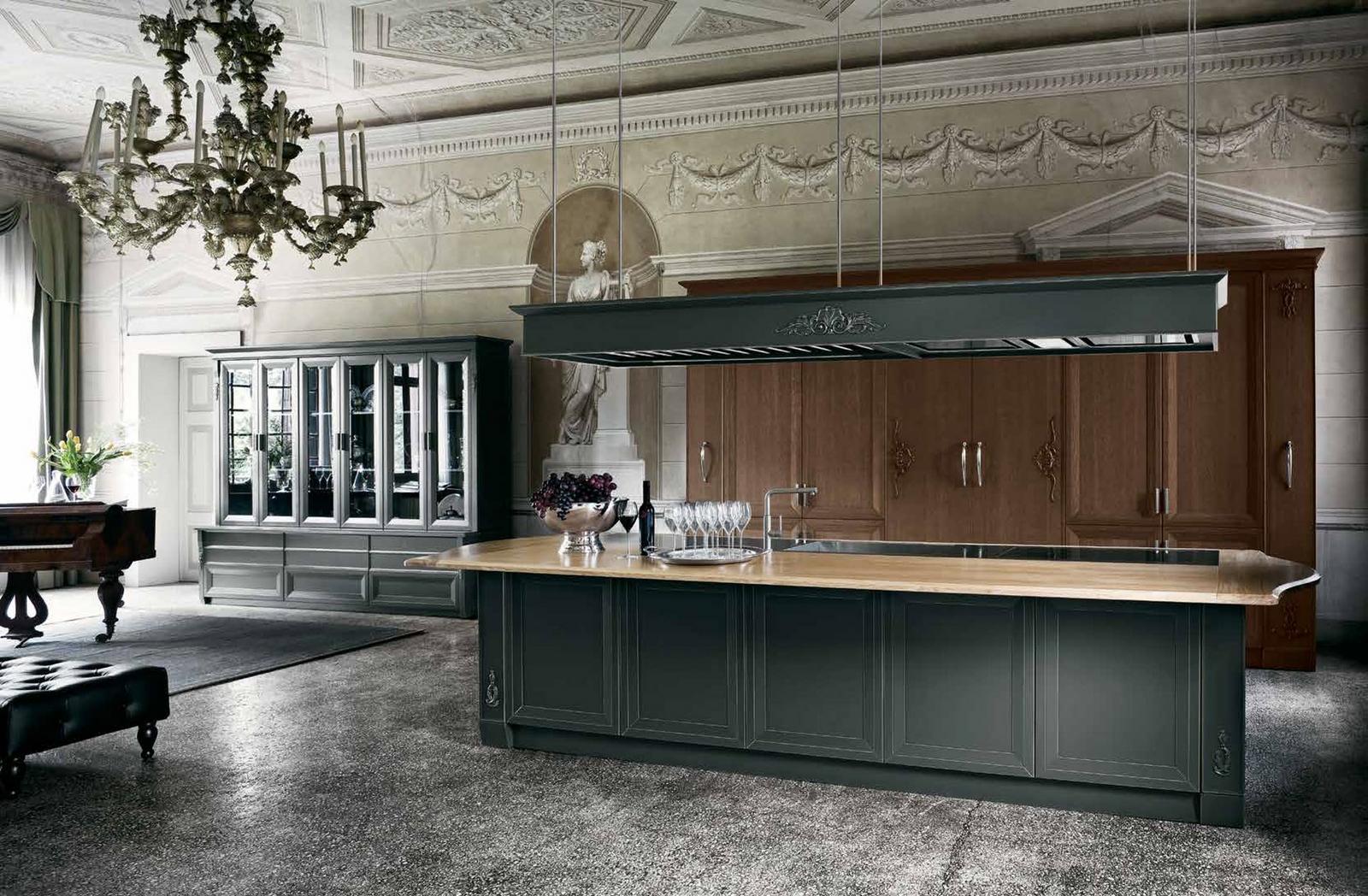 Wood kitchen with handles Old Line Kali