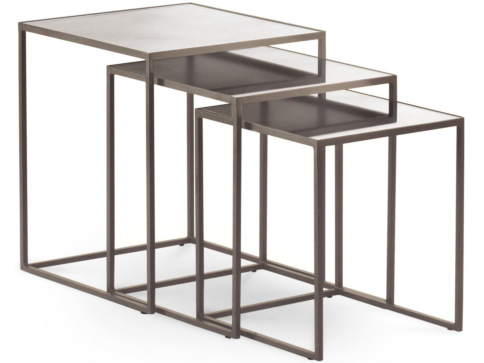 Stackable square mirrored glass coffee table | Narciso by Cantori