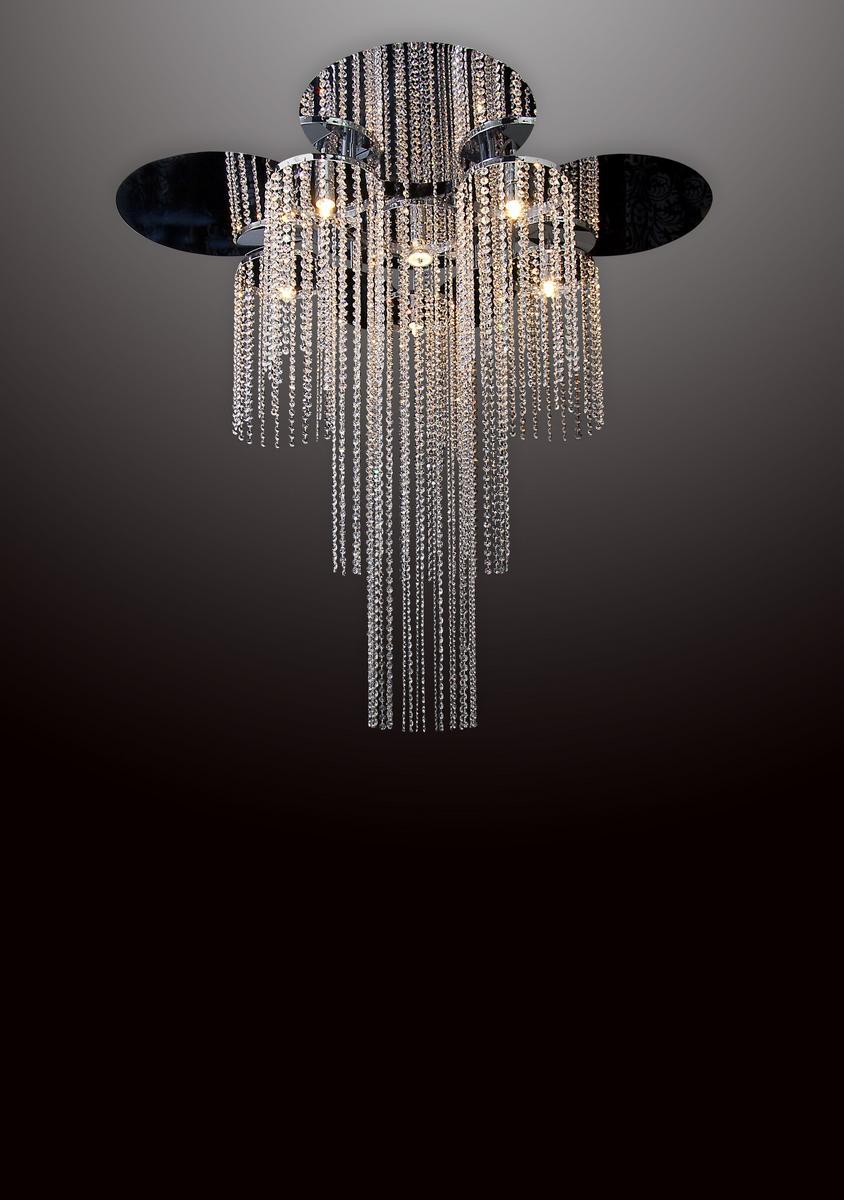Metal ceiling lamp with crystals | Opus C5+1 by Ilfari