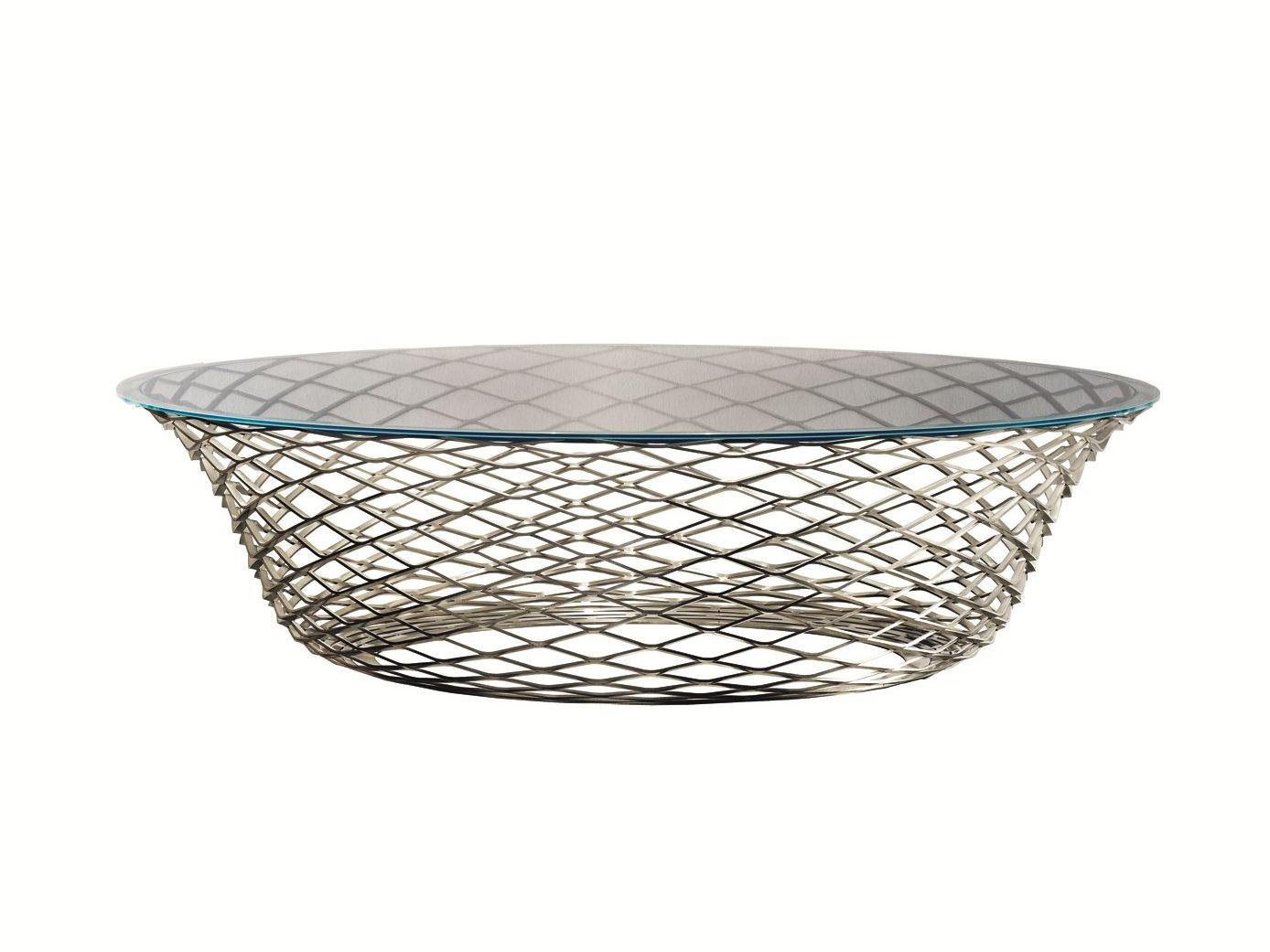 Round crystal and steel coffee table | Teso by Molteni