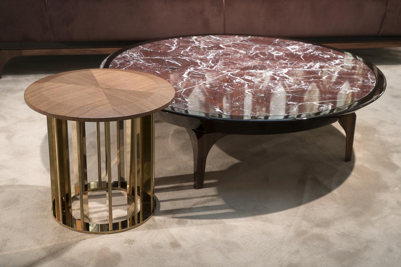 Round Rojo Levanto marble coffee table | Experia by Bruno Zampa