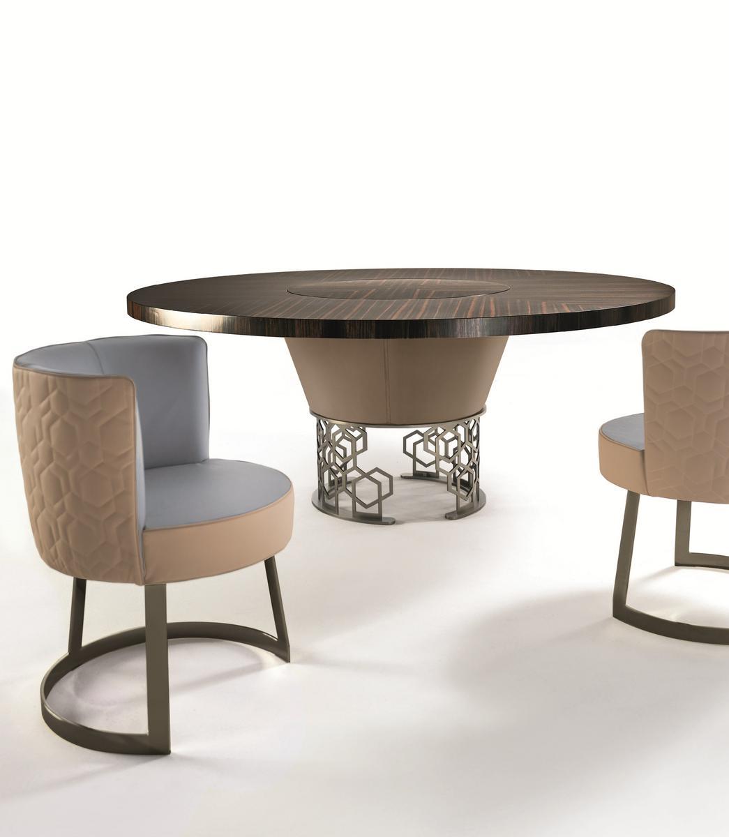Round leather table | Clairmont by Longhi