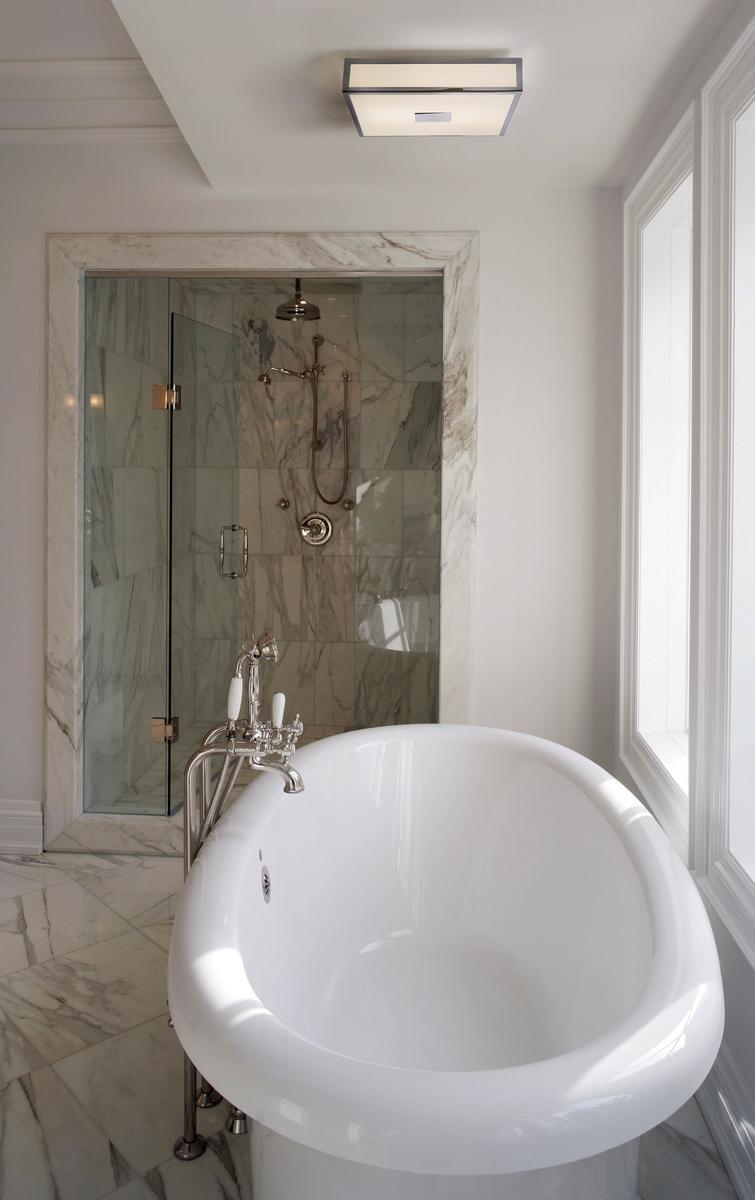 LED glass and steel ceiling light for bathroom | Mashiko by Astro lighting