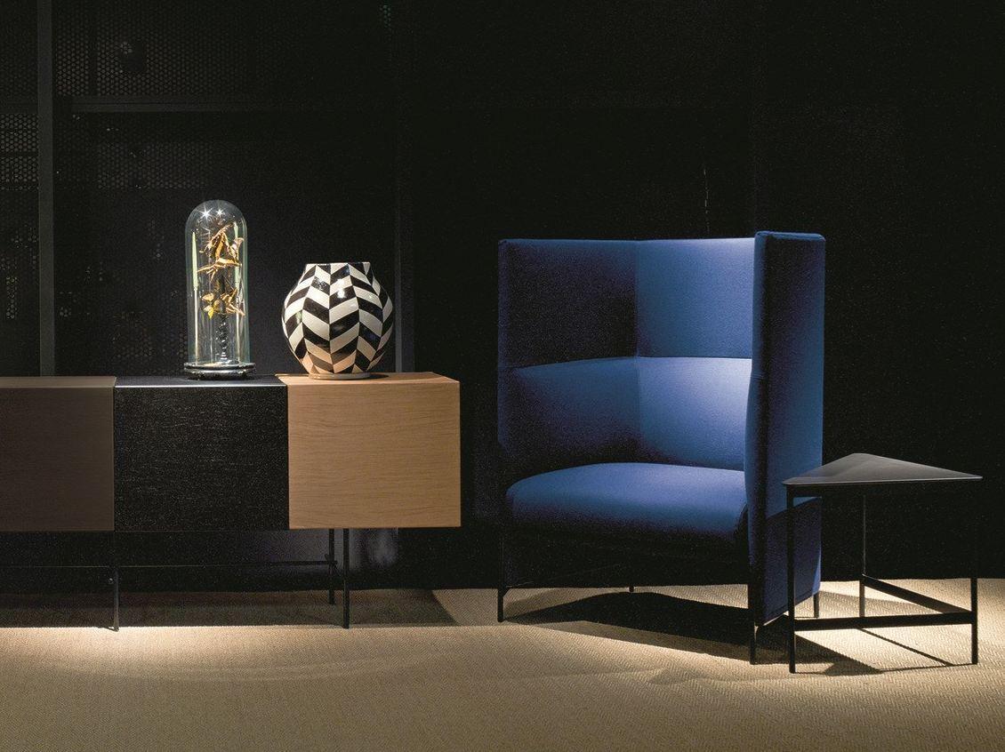 Upholstered high-back fabric armchair | Algon by Arflex