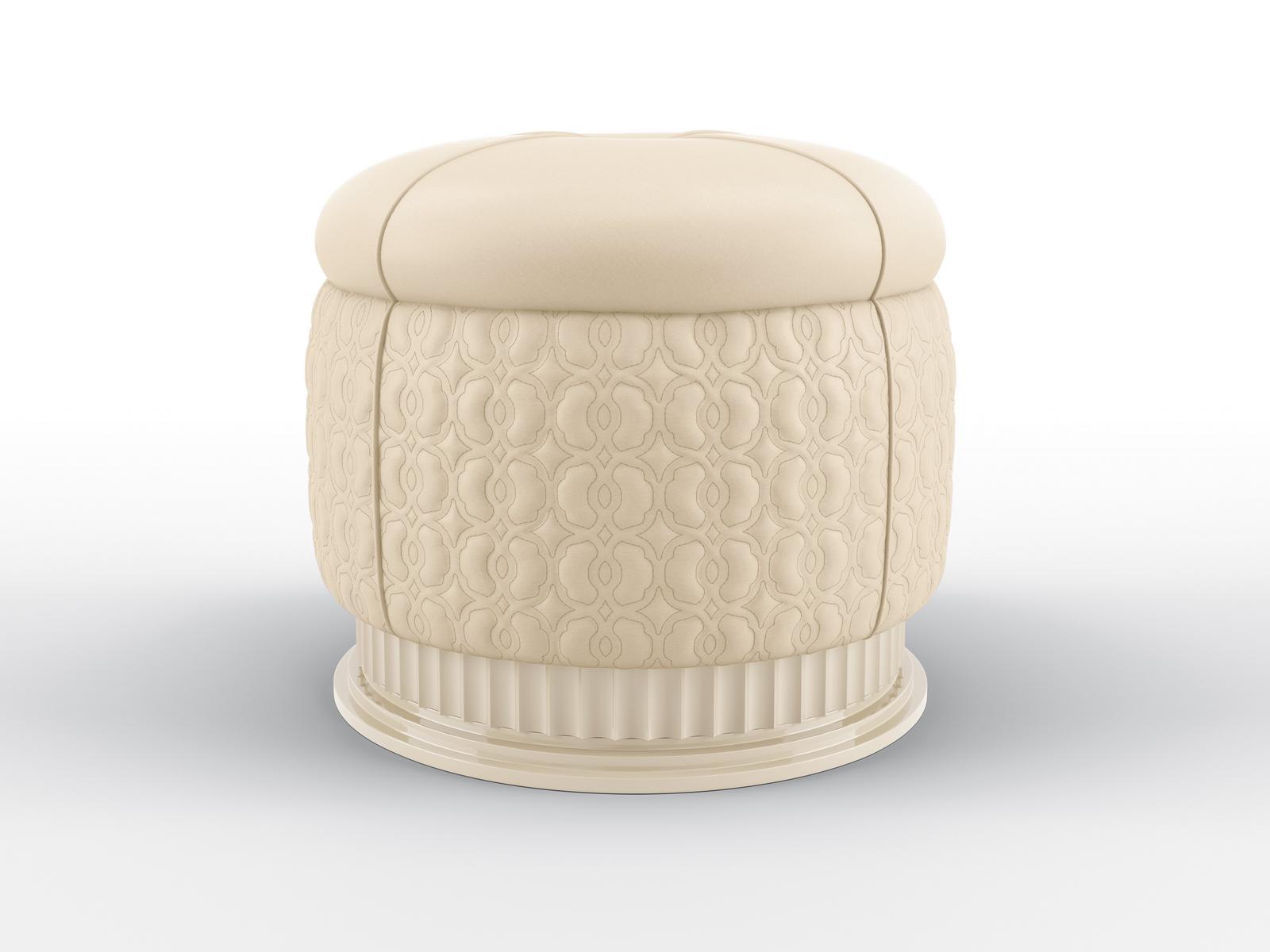 Round leather pouf | Moon Walt by Bruno Zampa