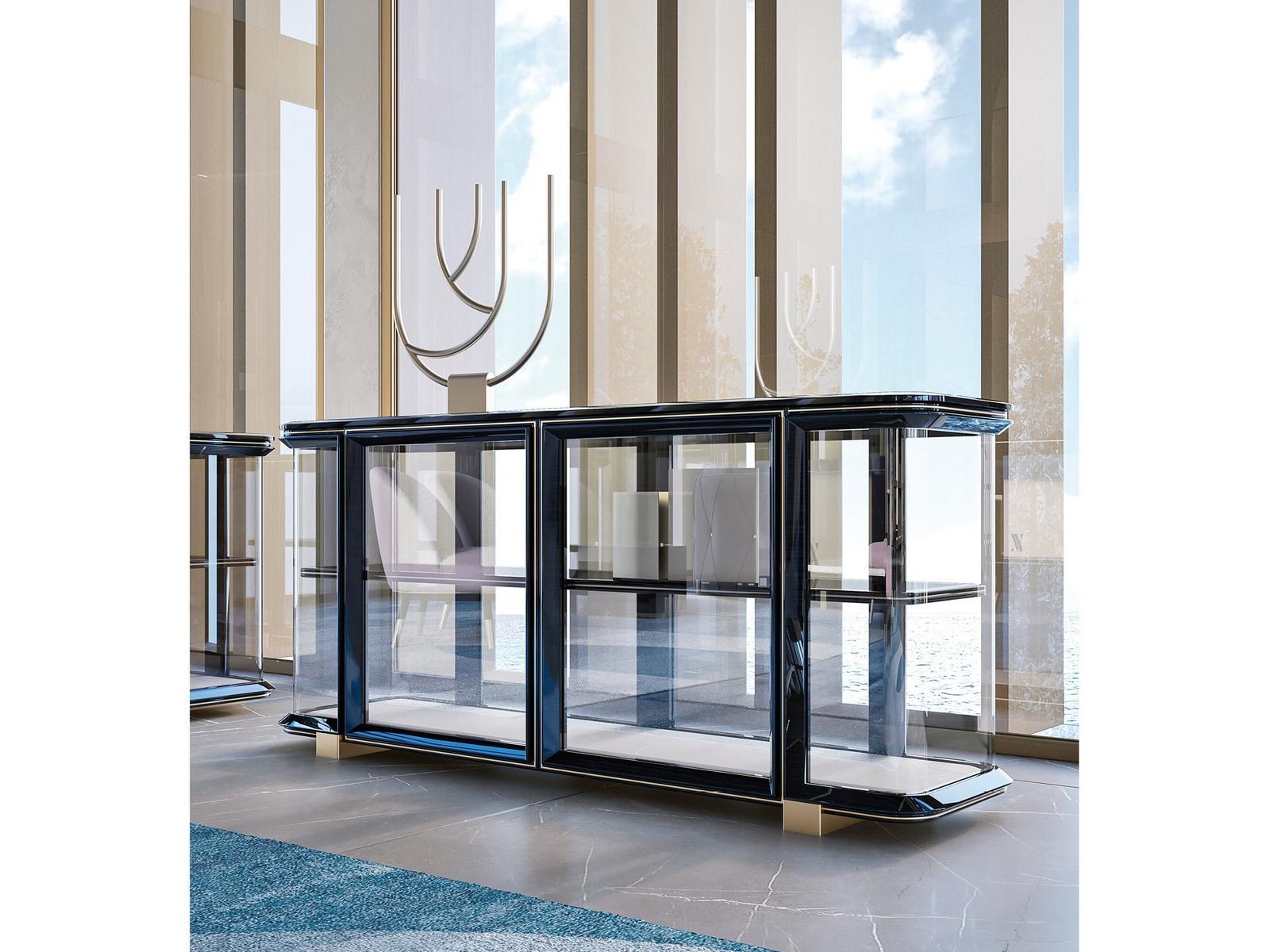 Wood and glass sideboard with integrated lighting | Grace by Volpi