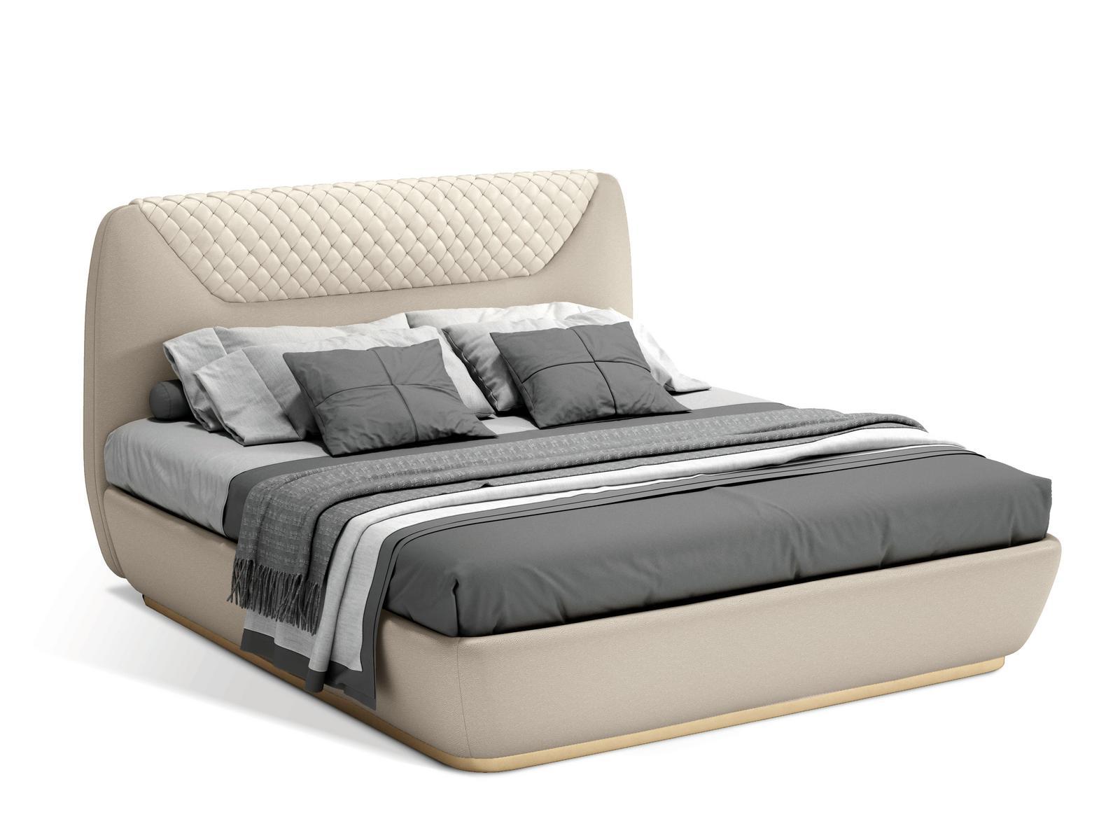 Bed with upholstered headboard | Quadro by Grilli