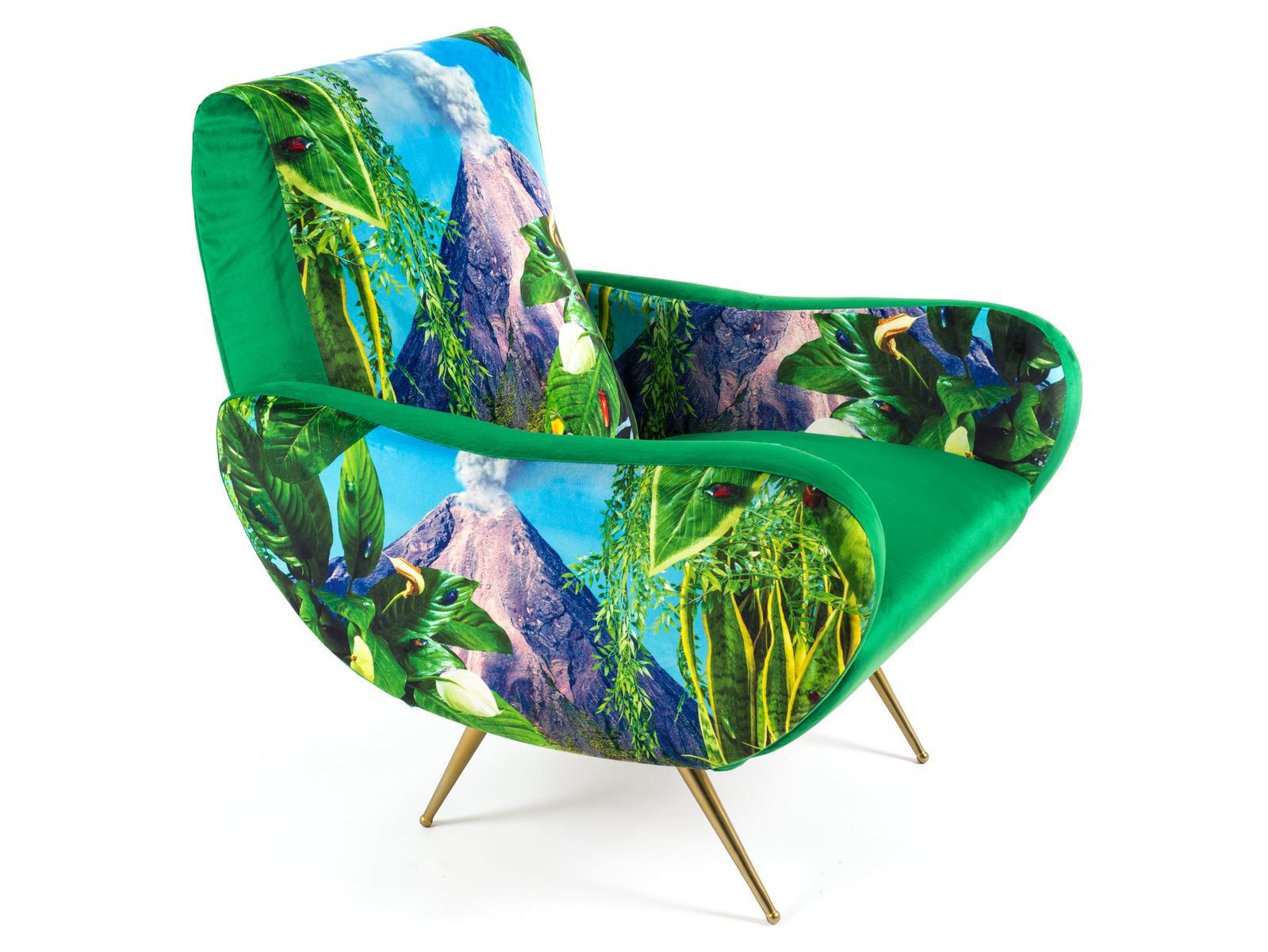 Fabric armchair with armrests | Volcano by Seletti