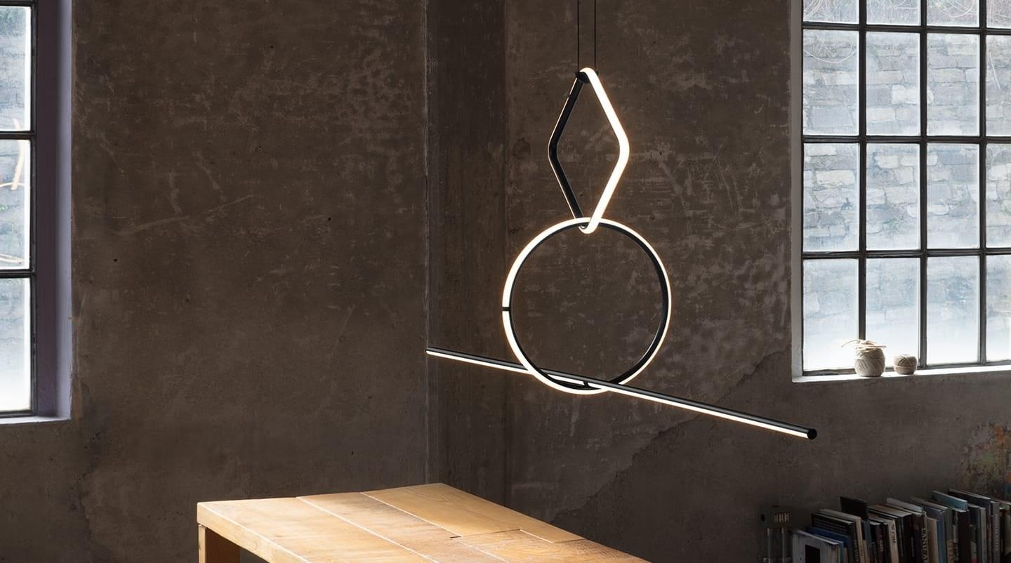 LED powder coated aluminium pendant lamp | Arrangements Square by Flos