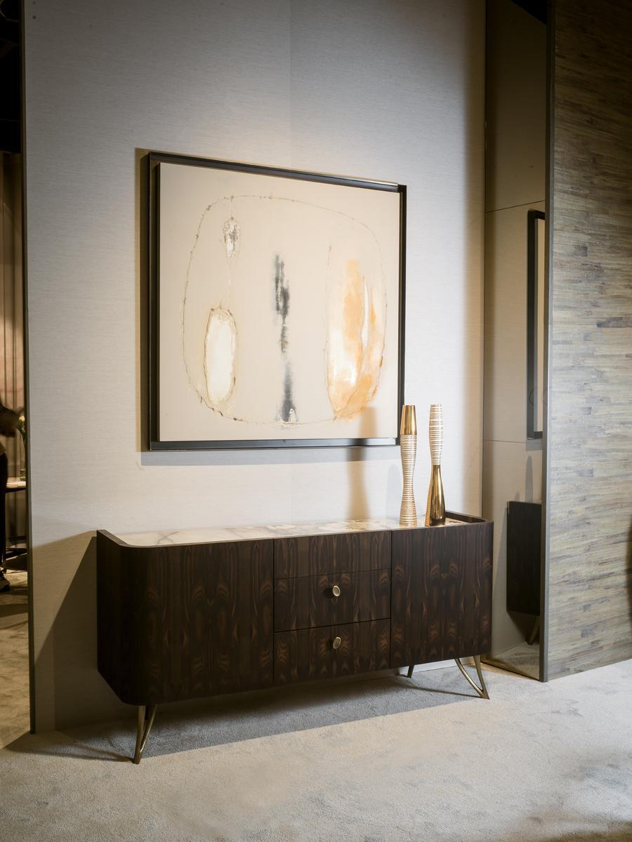Ziricote wood sideboard with drawers with integrated lighting | Atena by Ezio Bellotti