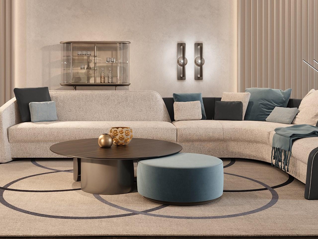 Round leather pouf | Circle by Reflex