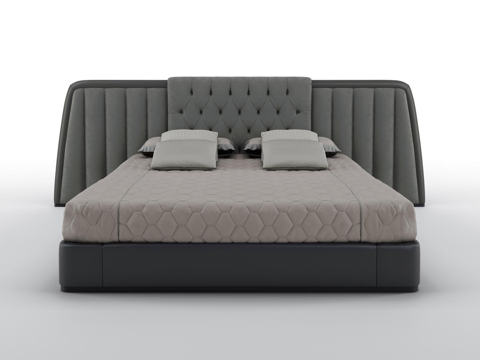 Nabuk king size bed with upholstered headboard | Bernini Wide by Bruno Zampa