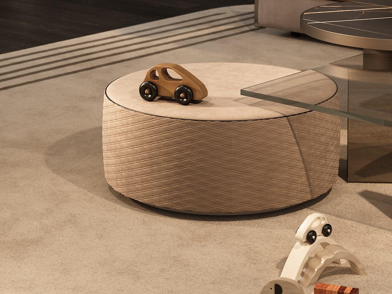 Round leather pouf | Circle by Reflex