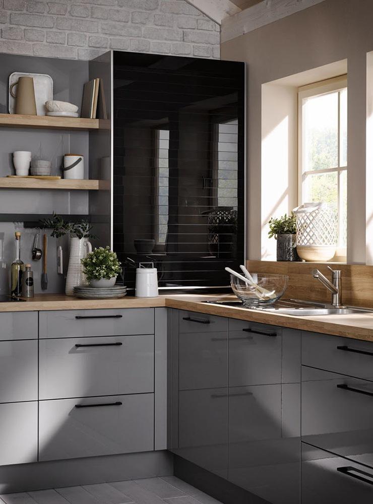 Kitchen without handles Haecker classic Laser Brillant