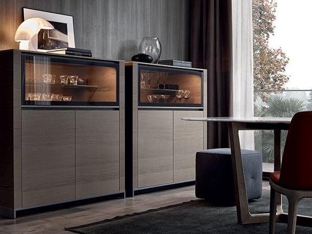 Wood veneer highboard with doors | Febe by Poliform