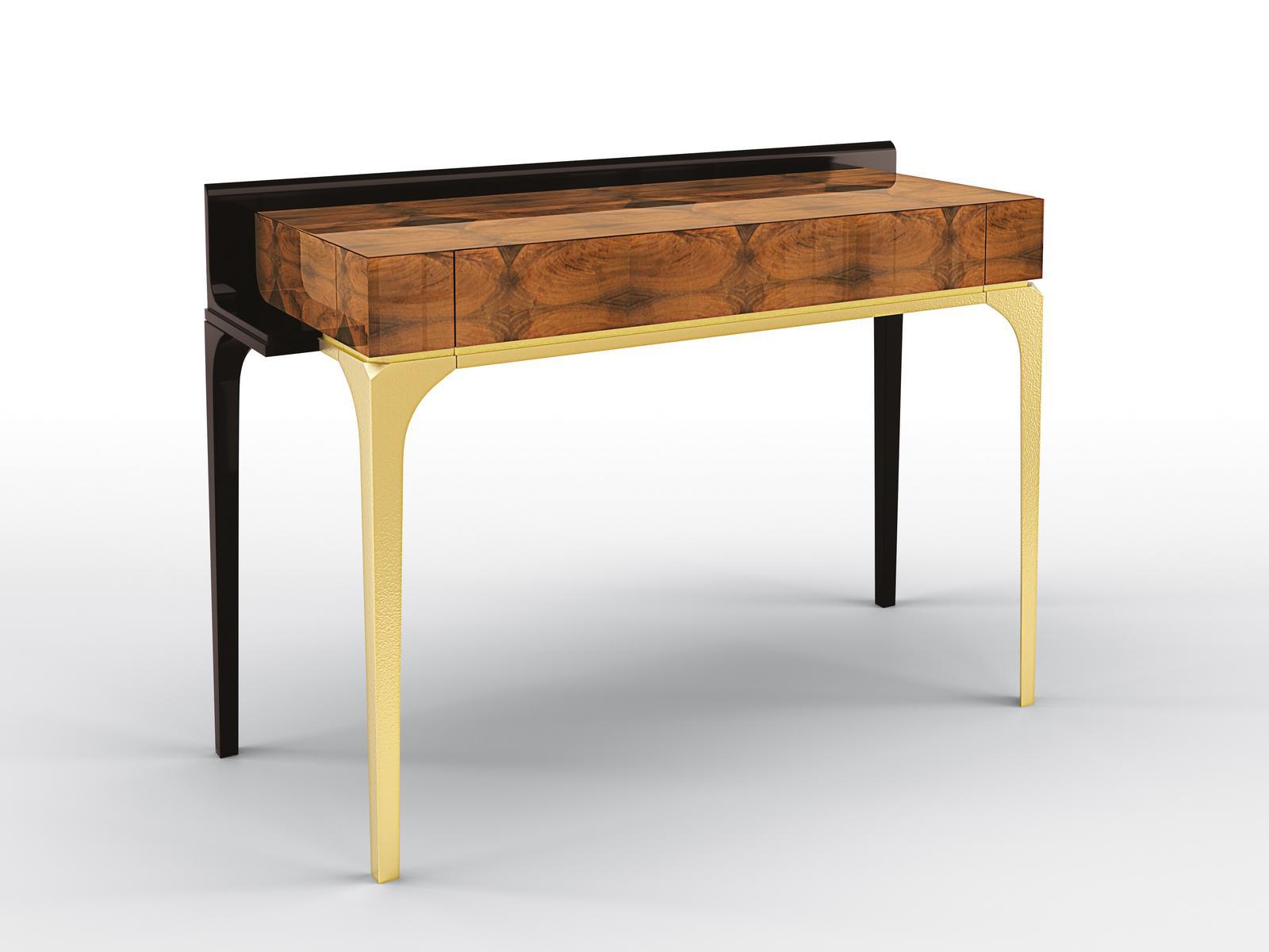 Rectangular walnut console table with drawer | Wanda by Bruno Zampa