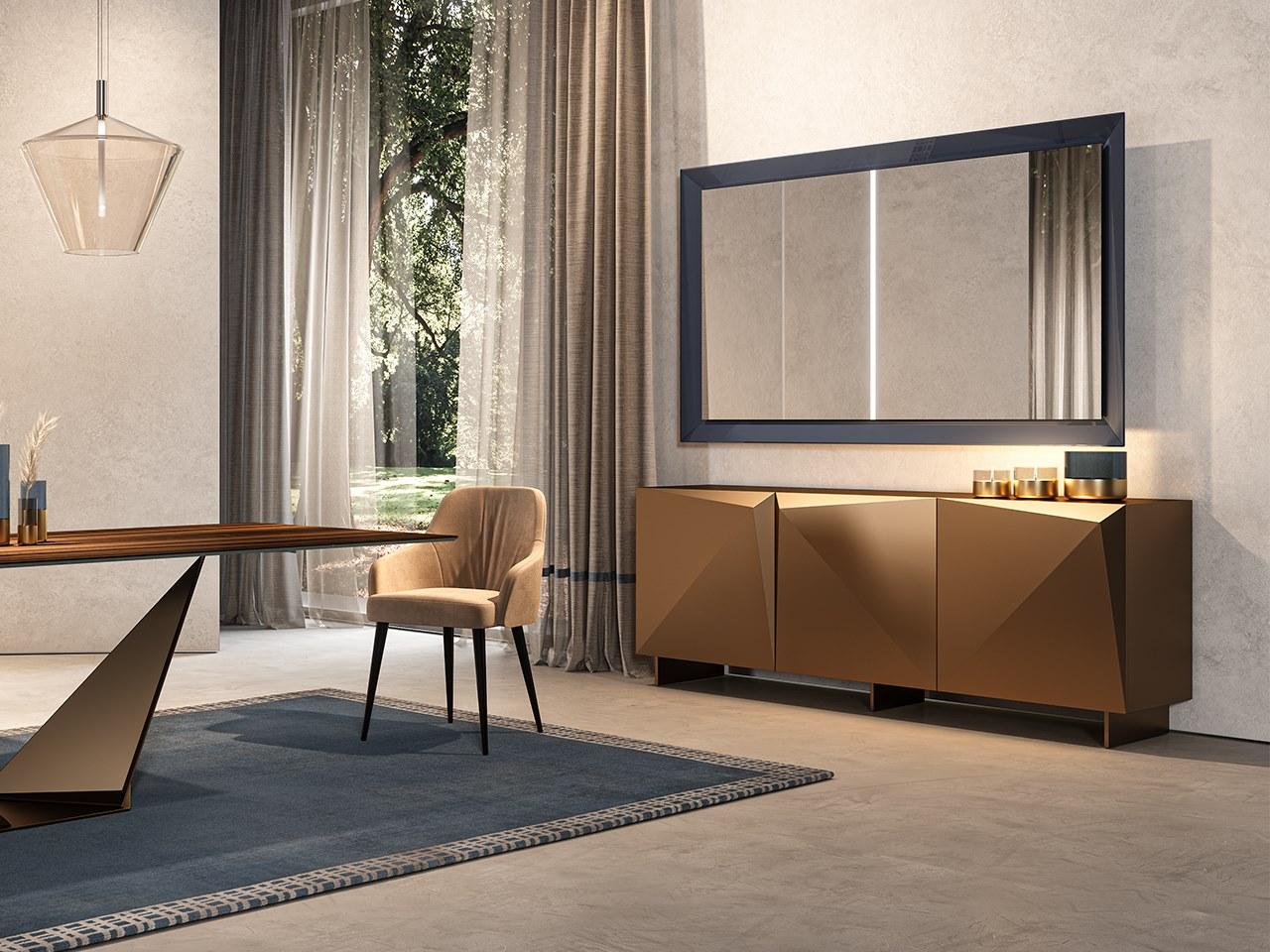 Wood and glass sideboard with doors | Origami by Reflex