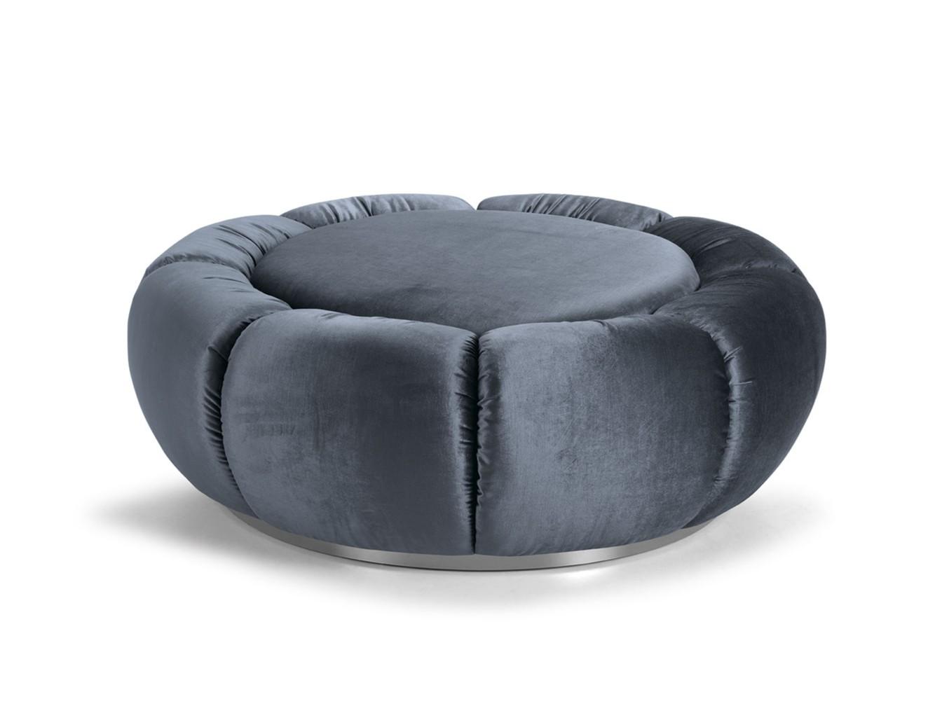 Upholstered round fabric pouf | Arke by Domingo salotti