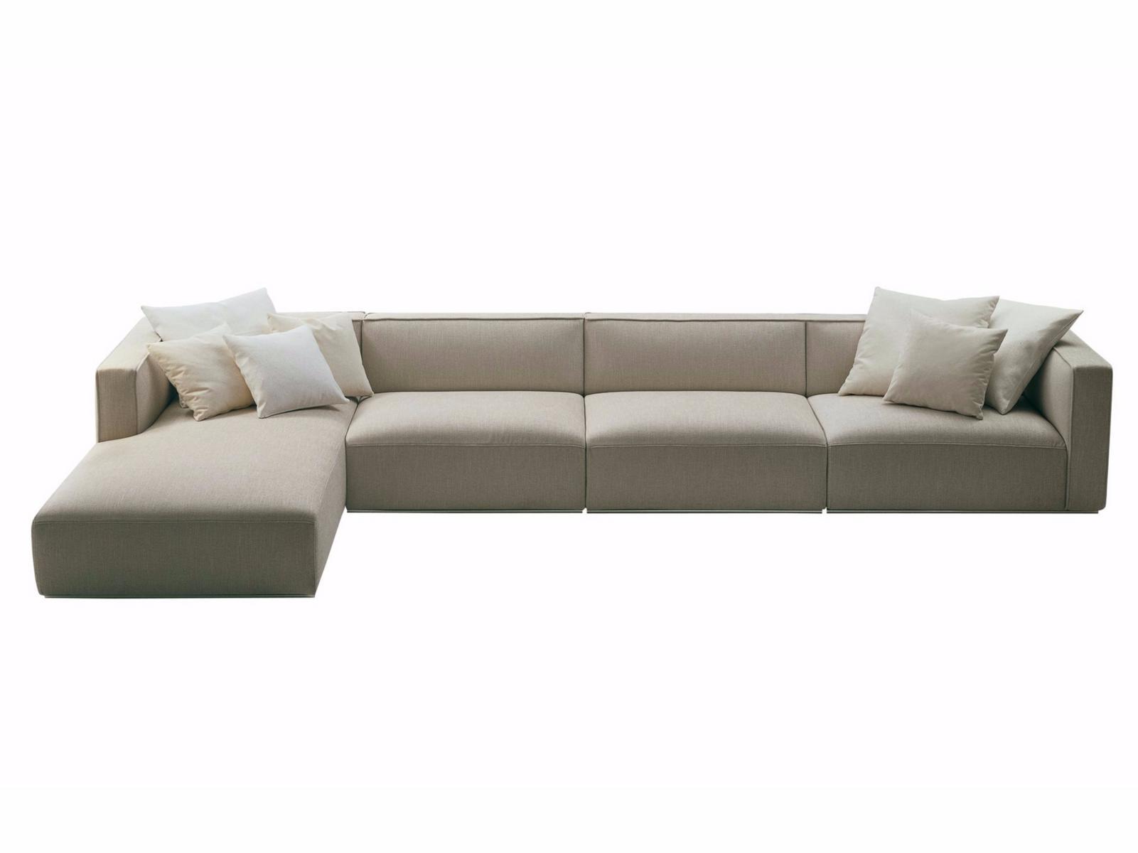 Sectional fabric sofa with removable cover with chaise longue | Shangai by Poliform