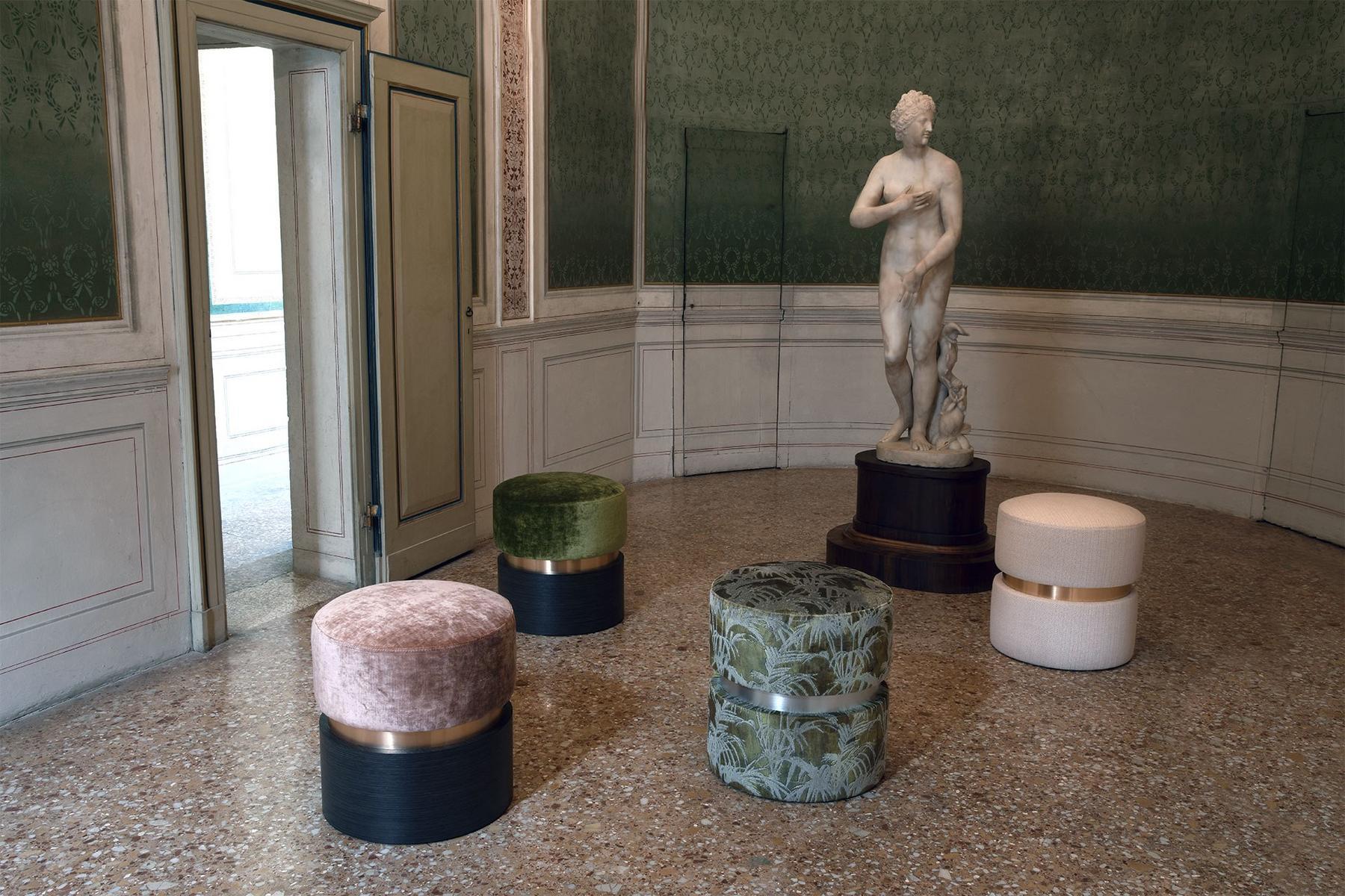 Upholstered round fabric pouf | Tara by Domingo salotti