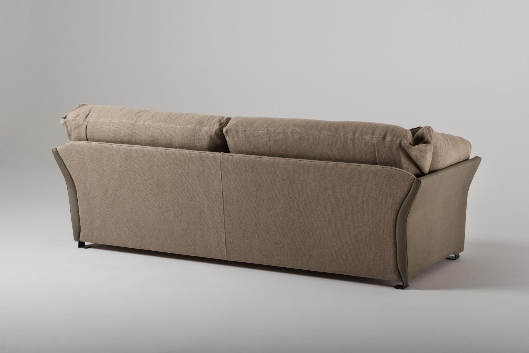3 seater linen and leather sofa | Paco by Mantellassi 1926
