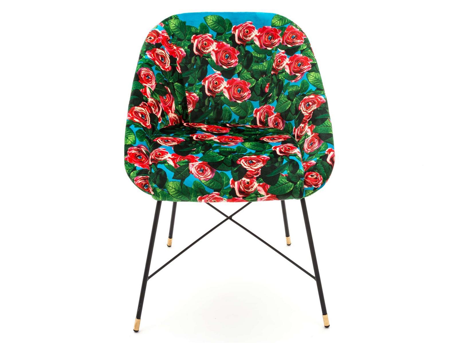 Upholstered fabric chair with armrests | Roses by Seletti