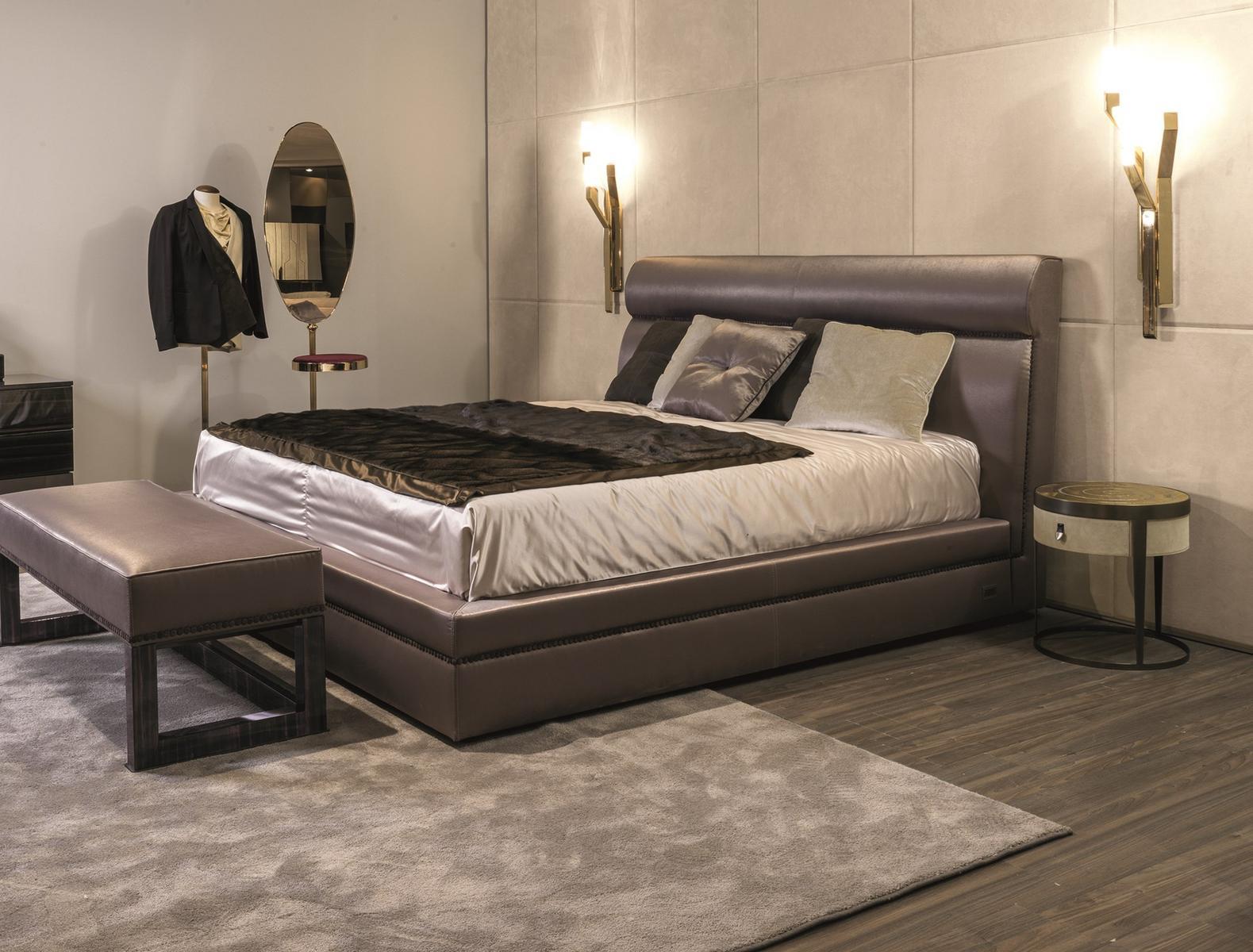 Round nabuk bedside table with drawers | Amadeus by Longhi